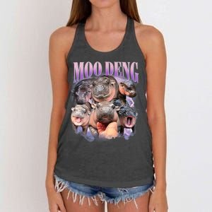 Moo Deng Hippo Meme Funny Women's Knotted Racerback Tank