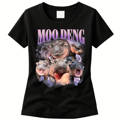 Moo Deng Hippo Meme Funny Women's T-Shirt