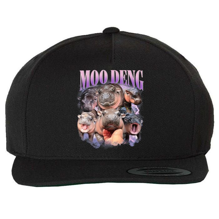 Moo Deng Hippo Meme Funny Wool Snapback Cap