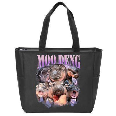 Moo Deng Hippo Meme Funny Zip Tote Bag