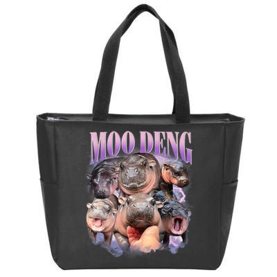 Moo Deng Hippo Meme Funny Zip Tote Bag