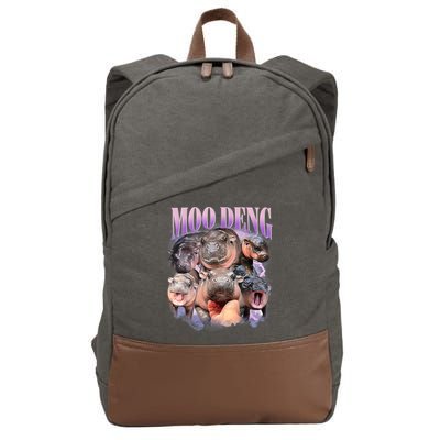 Moo Deng Hippo Meme Funny Cotton Canvas Backpack