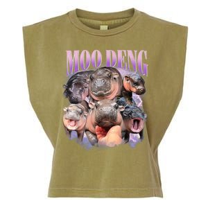 Moo Deng Hippo Meme Funny Garment-Dyed Women's Muscle Tee