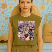 Moo Deng Hippo Meme Funny Garment-Dyed Women's Muscle Tee