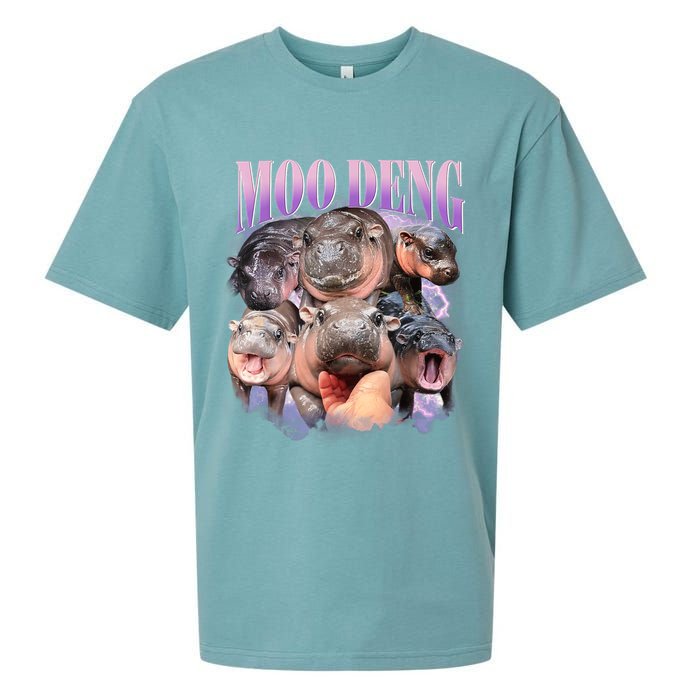 Moo Deng Hippo Meme Funny Sueded Cloud Jersey T-Shirt