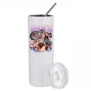 Moo Deng Hippo Meme Funny Stainless Steel Tumbler