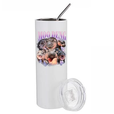 Moo Deng Hippo Meme Funny Stainless Steel Tumbler