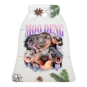 Moo Deng Hippo Meme Funny Ceramic Bell Ornament