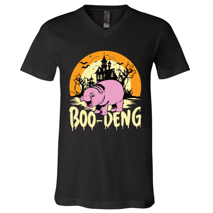 Moo Deng Halloween Boo Deng Halloween V-Neck T-Shirt