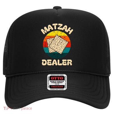 Matzah Dealer Happy Passover Seder Afikoman Jewish Pesach High Crown Mesh Back Trucker Hat