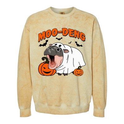 Moo Deng Halloween Boo Ghost Costume Moodeng Lover Colorblast Crewneck Sweatshirt