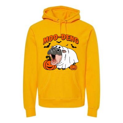 Moo Deng Halloween Boo Ghost Costume Moodeng Lover Premium Hoodie