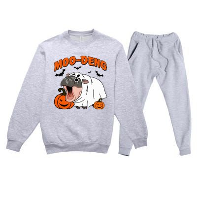 Moo Deng Halloween Boo Ghost Costume Moodeng Lover Premium Crewneck Sweatsuit Set