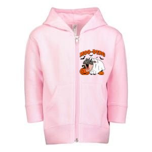 Moo Deng Halloween Boo Ghost Costume Moodeng Lover Toddler Zip Fleece Hoodie