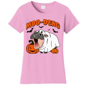 Moo Deng Halloween Boo Ghost Costume Moodeng Lover Women's T-Shirt