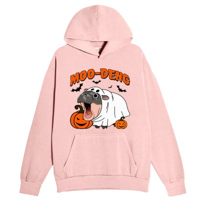 Moo Deng Halloween Boo Ghost Costume Moodeng Lover Urban Pullover Hoodie