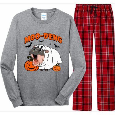 Moo Deng Halloween Boo Ghost Costume Moodeng Lover Long Sleeve Pajama Set