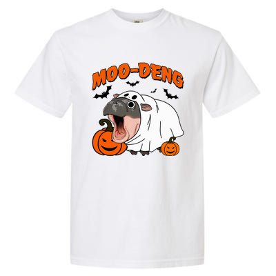 Moo Deng Halloween Boo Ghost Costume Moodeng Lover Garment-Dyed Heavyweight T-Shirt