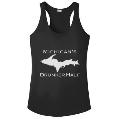 Michigans Drunker Half Upper Peninsula Yooper 906 Ladies PosiCharge Competitor Racerback Tank