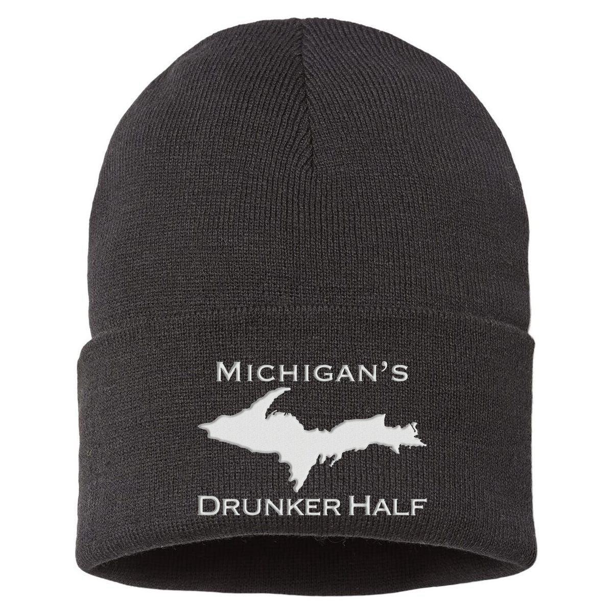 Michigans Drunker Half Upper Peninsula Yooper 906 Sustainable Knit Beanie