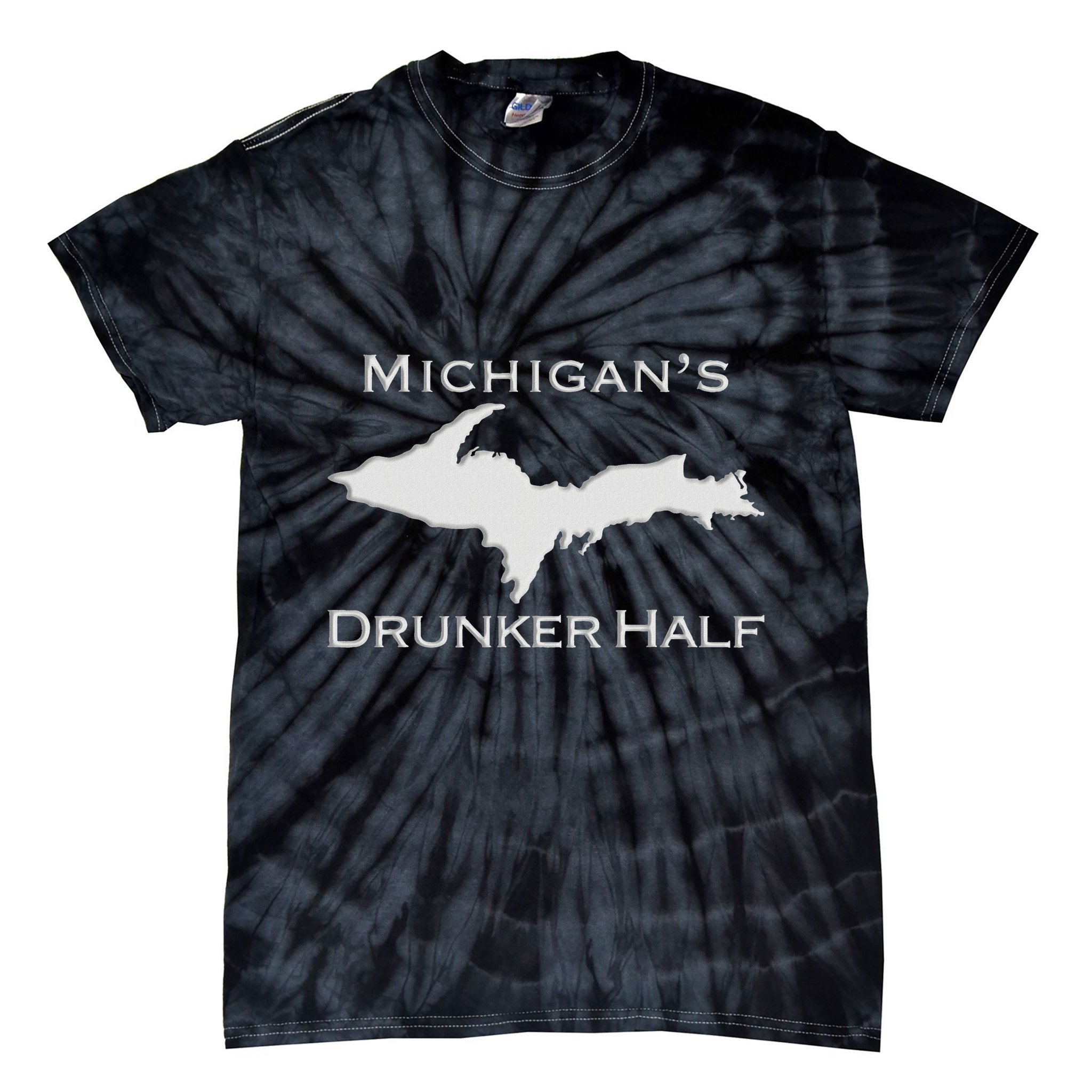 Michigans Drunker Half Upper Peninsula Yooper 906 Tie-Dye T-Shirt