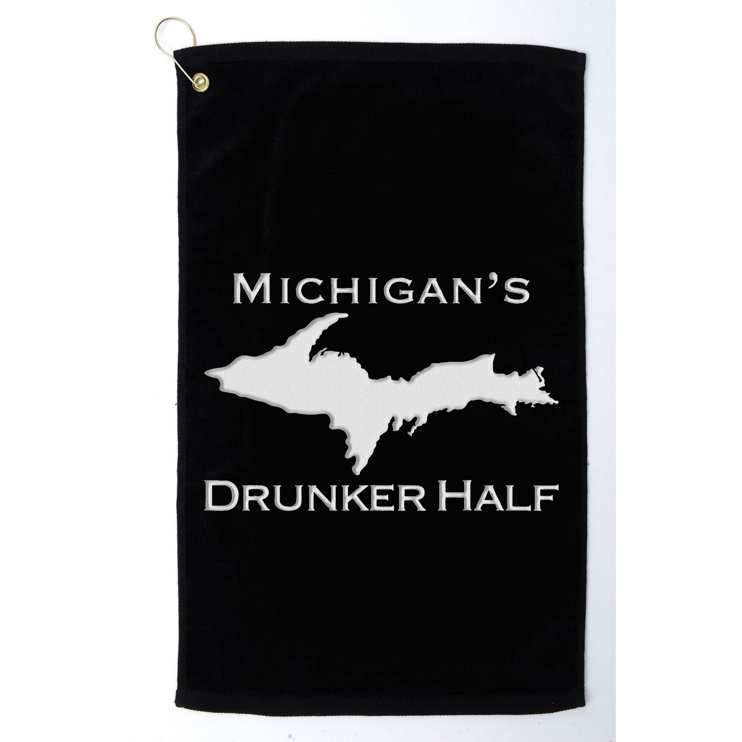 Michigans Drunker Half Upper Peninsula Yooper 906 Golf Towel