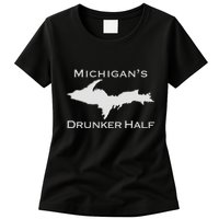 Michigans Drunker Half Upper Peninsula Yooper 906 Womens T-Shirt