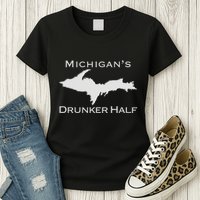 Michigans Drunker Half Upper Peninsula Yooper 906 Womens T-Shirt