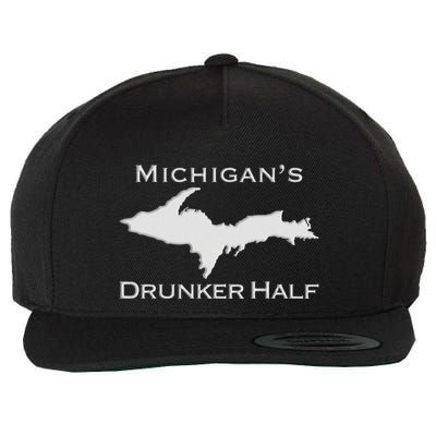 Michigans Drunker Half Upper Peninsula Yooper 906 Wool Snapback Cap