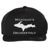 Michigans Drunker Half Upper Peninsula Yooper 906 Wool Snapback Cap