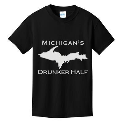 Michigans Drunker Half Upper Peninsula Yooper 906 Kids T-Shirt
