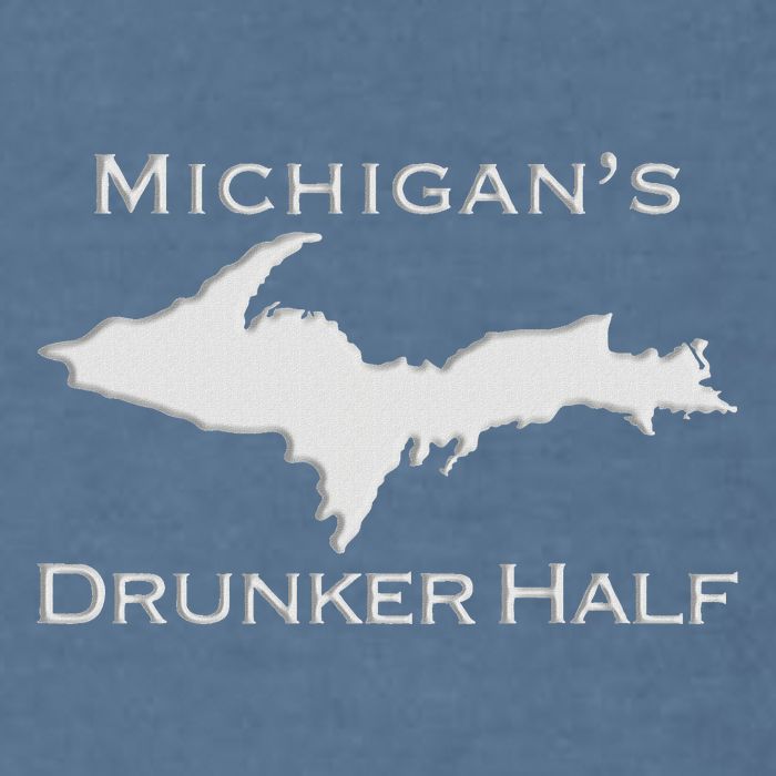 Michigans Drunker Half Upper Peninsula Yooper 906 Garment-Dyed Sweatshirt