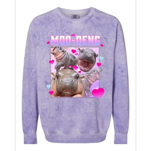 Moo Deng Hippo Baby Pygmy Funny Colorblast Crewneck Sweatshirt