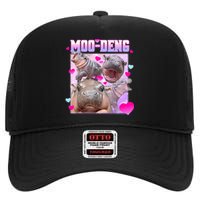 Moo Deng Hippo Baby Pygmy Funny High Crown Mesh Back Trucker Hat