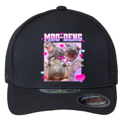 Moo Deng Hippo Baby Pygmy Funny Flexfit Unipanel Trucker Cap