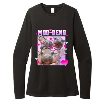 Moo Deng Hippo Baby Pygmy Funny Womens CVC Long Sleeve Shirt