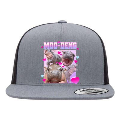 Moo Deng Hippo Baby Pygmy Funny Flat Bill Trucker Hat