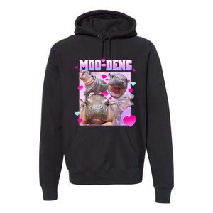 Moo Deng Hippo Baby Pygmy Funny Premium Hoodie