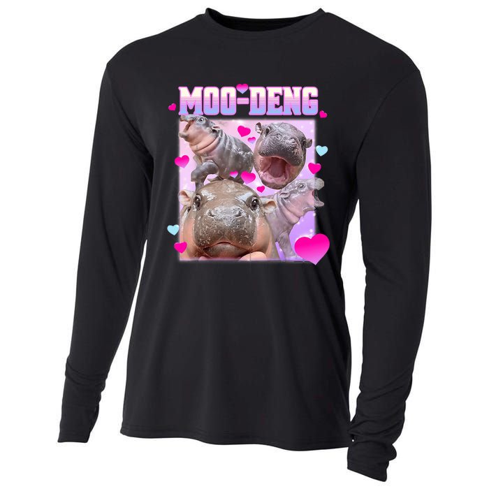 Moo Deng Hippo Baby Pygmy Funny Cooling Performance Long Sleeve Crew