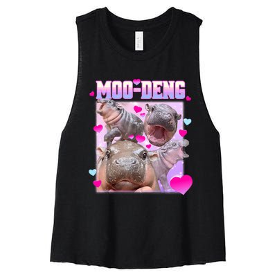 Moo Deng Hippo Baby Pygmy Funny Women's Racerback Cropped Tank