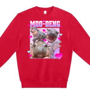 Moo Deng Hippo Baby Pygmy Funny Premium Crewneck Sweatshirt