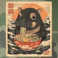 Moo Deng Hippo Eat Ramen For Japanese Style Legacy Tie Dye Trucker Hat