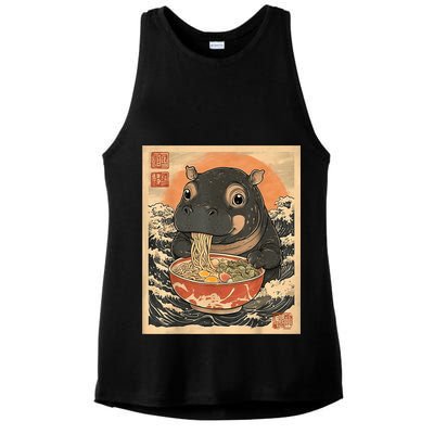 Moo Deng Hippo Eat Ramen For Japanese Style Ladies PosiCharge Tri-Blend Wicking Tank