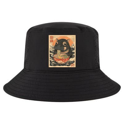 Moo Deng Hippo Eat Ramen For Japanese Style Cool Comfort Performance Bucket Hat