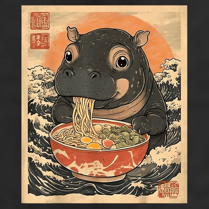 Moo Deng Hippo Eat Ramen For Japanese Style Cool Comfort Performance Bucket Hat