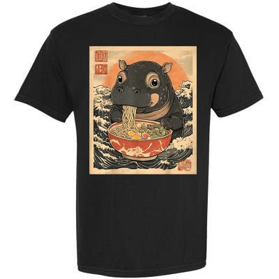 Moo Deng Hippo Eat Ramen For Japanese Style Garment-Dyed Heavyweight T-Shirt