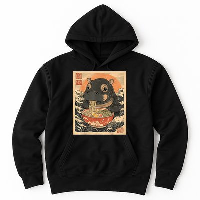 Moo Deng Hippo Eat Ramen For Japanese Style Hoodie
