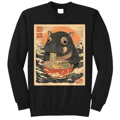 Moo Deng Hippo Eat Ramen For Japanese Style Sweatshirt