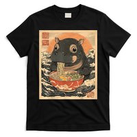 Moo Deng Hippo Eat Ramen For Japanese Style T-Shirt