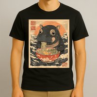 Moo Deng Hippo Eat Ramen For Japanese Style T-Shirt